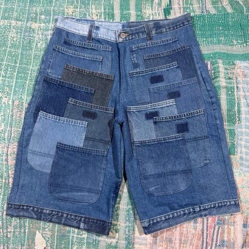 Custom patchwork baggy jorts size 34